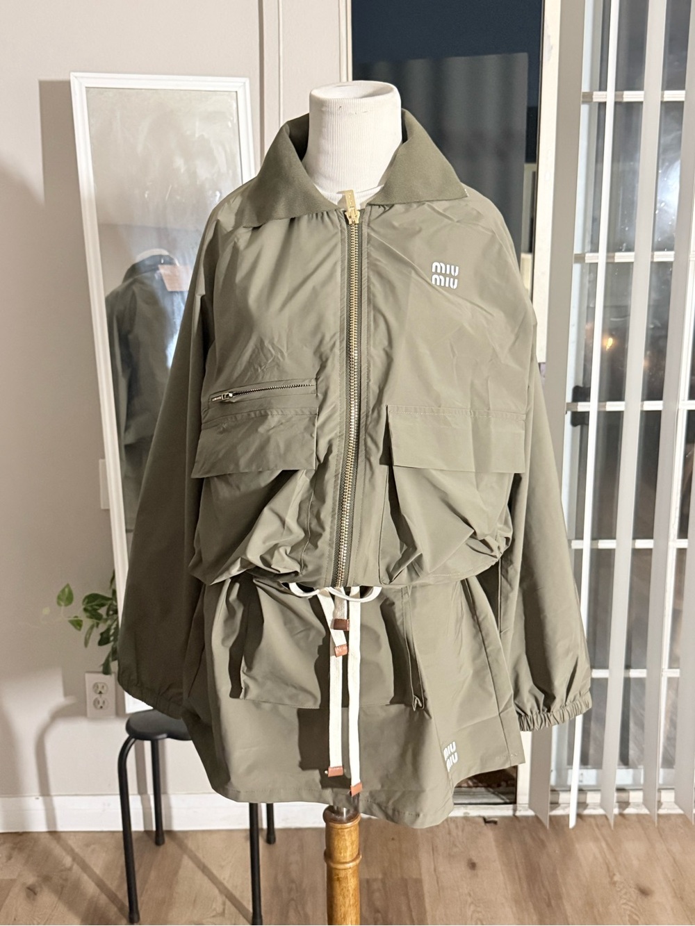Miu Miu Olive Green Collared Jacket